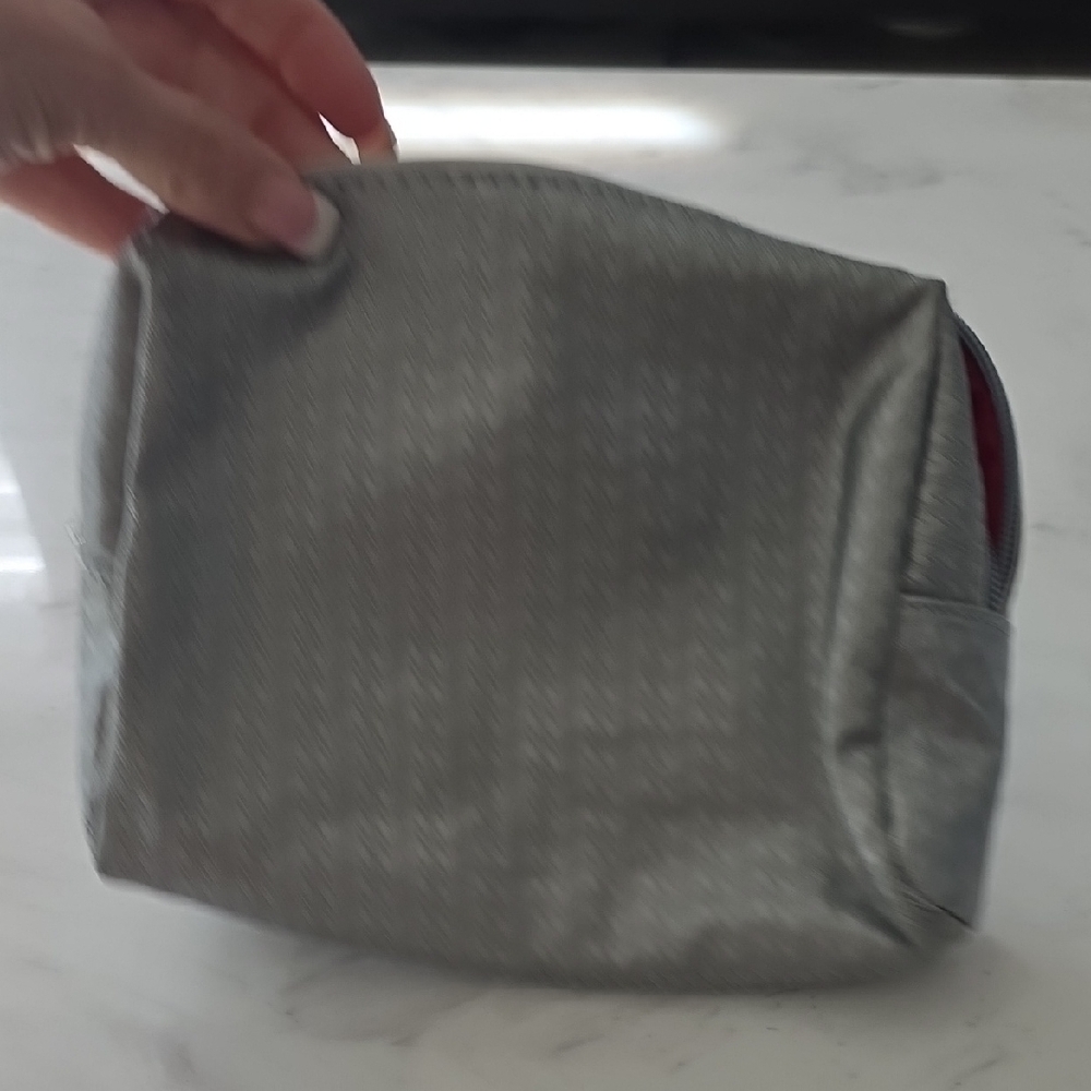 Michele Silver Cosmetic Bag with Red Accent - Picture 4 of 5